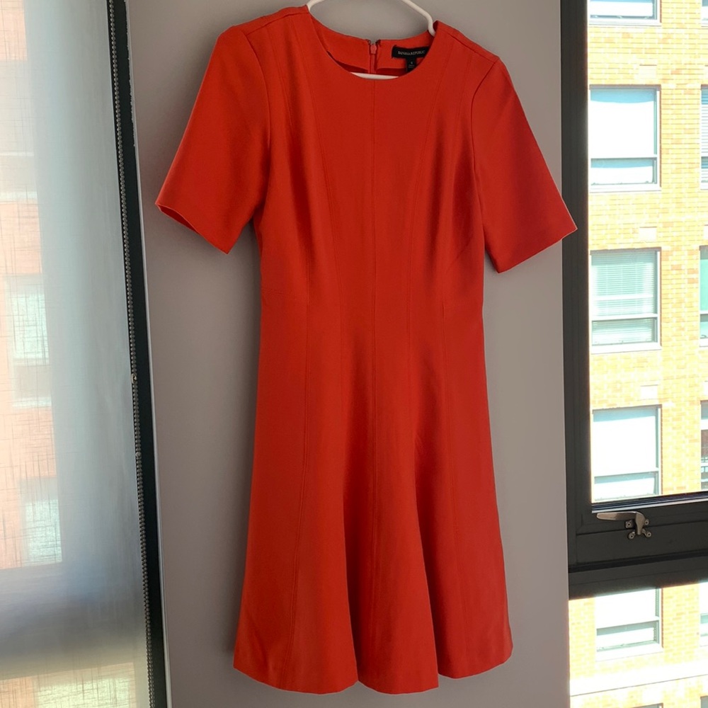 Quarter Length Sleeved Orange Professional Dress